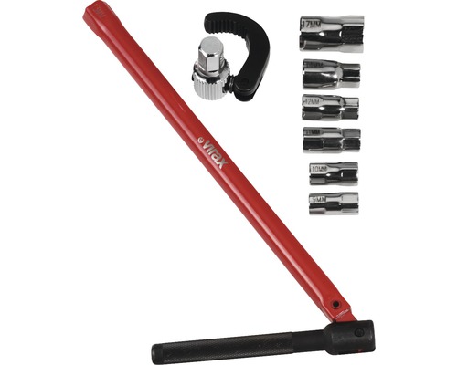 Virax klepmoersleutel inclusief eindstukken 9, 10, 11, 12, 14, 17 mm
