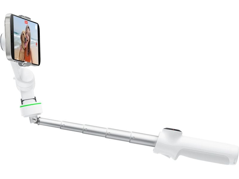Insta360 Gimbal Flow 2 Pro Creator-Paket Weiss Ultimativer Kl-Tracking-Stabilisator mit Spotlight, magnetischer Handyhalterung und USB-C-Ladekabel