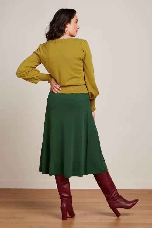 King Louie Juno Milano crepe midi rok in bos groen