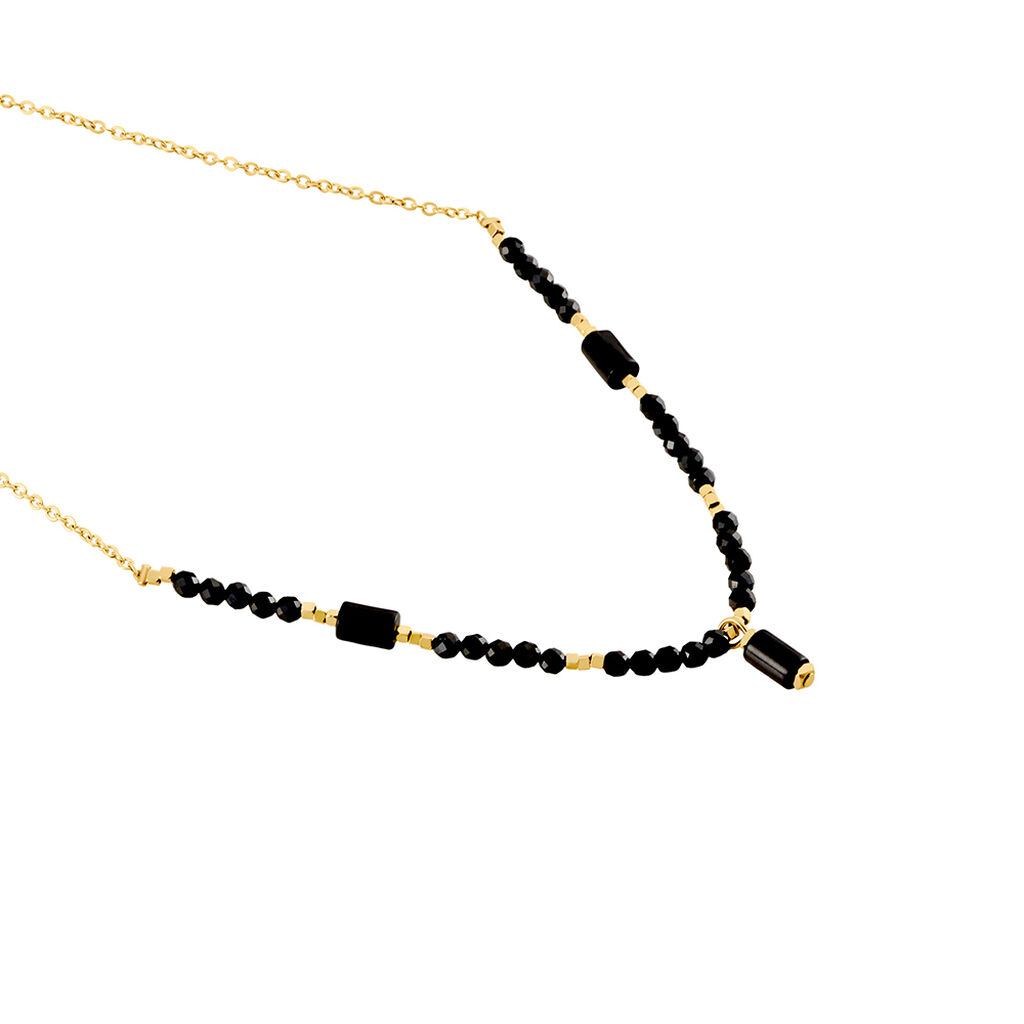 Collier Attila Acier Doré Onyx Spinelle