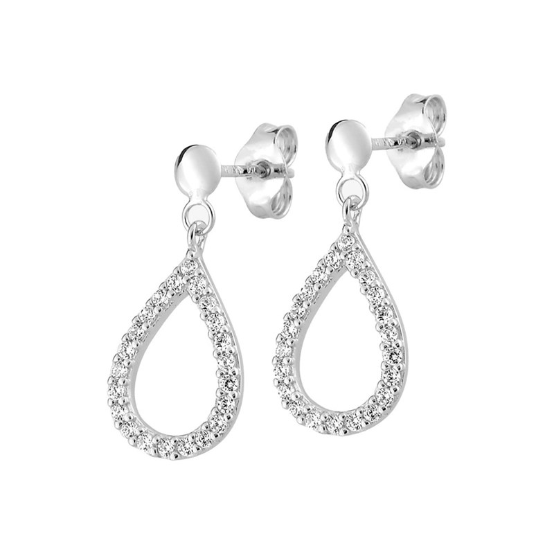 Boucles d'oreilles pendantes Femme - Oxyde de zirconium - Or 18 Carats