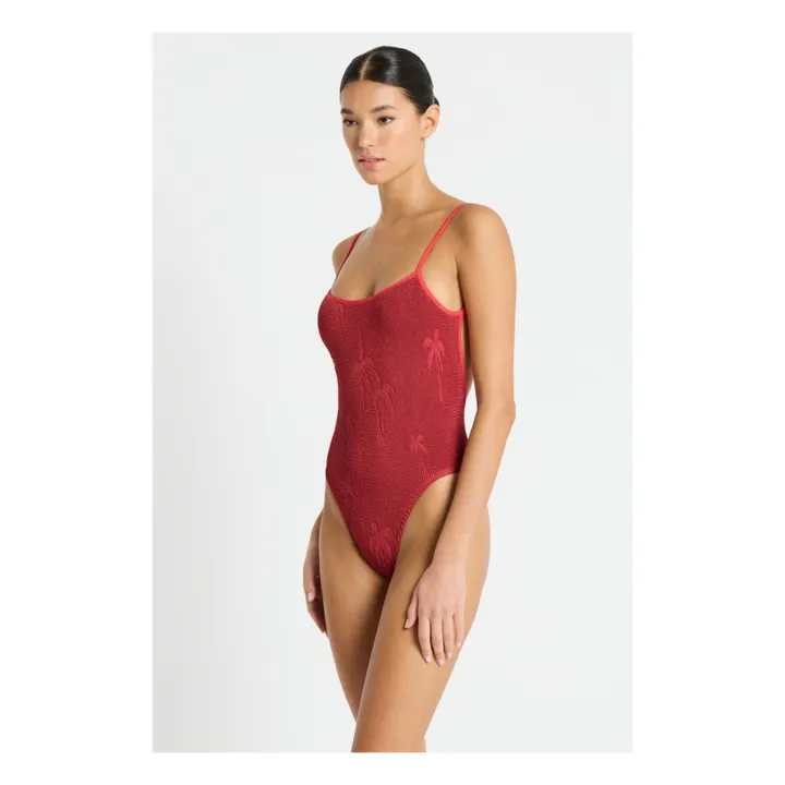 Bond-Eye Maillot 1 Pièce Low Palace Jacquard Palmier | Rouge