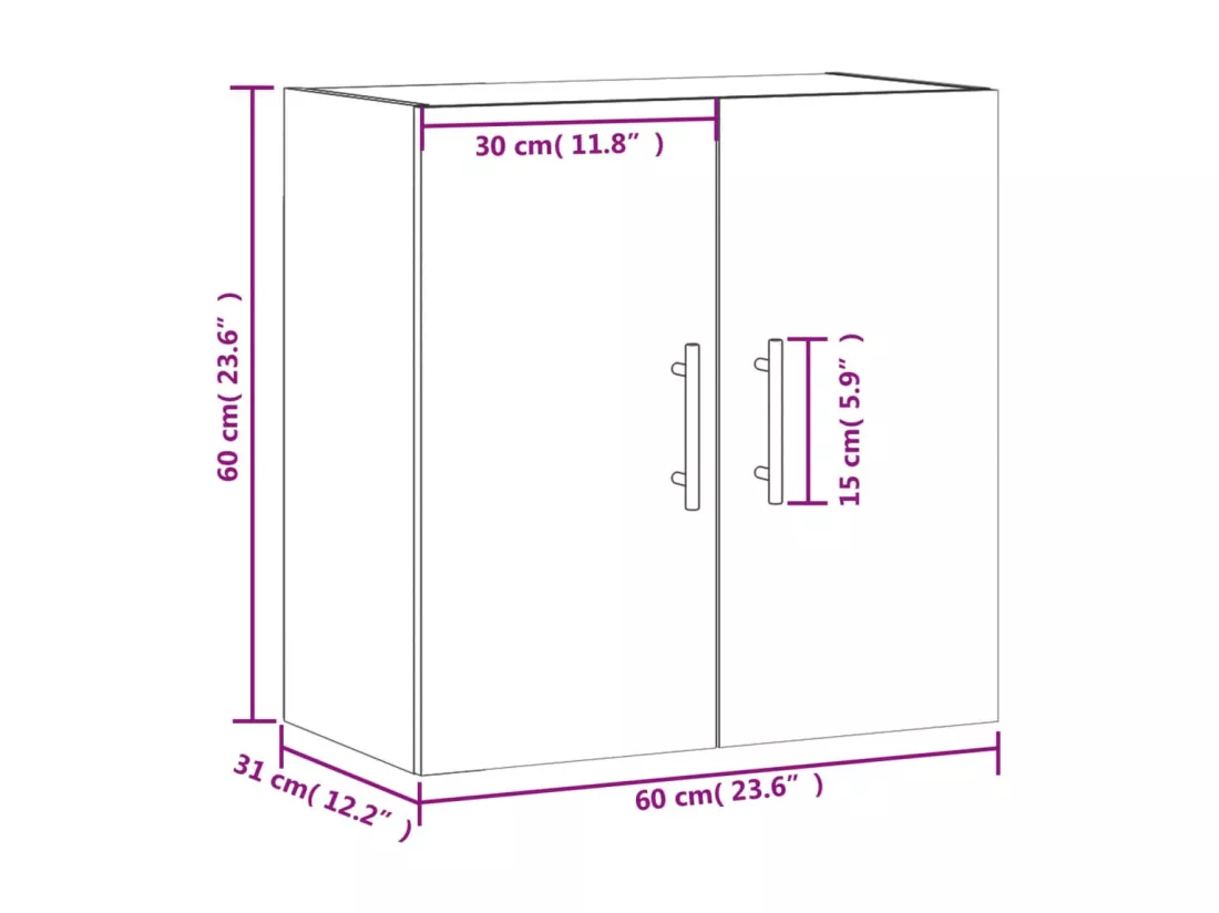 Armoire murale blanc 60x31x60 cm bois d'ingénierie