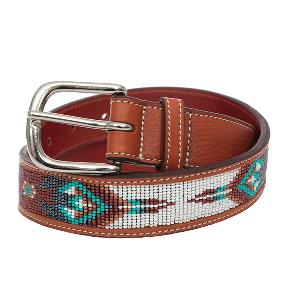 Pénélope PEARL - Ceinture Femme cognac/turquoise