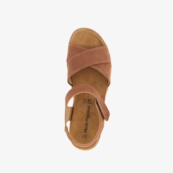 Hush Puppies leren dames sandalen cognac