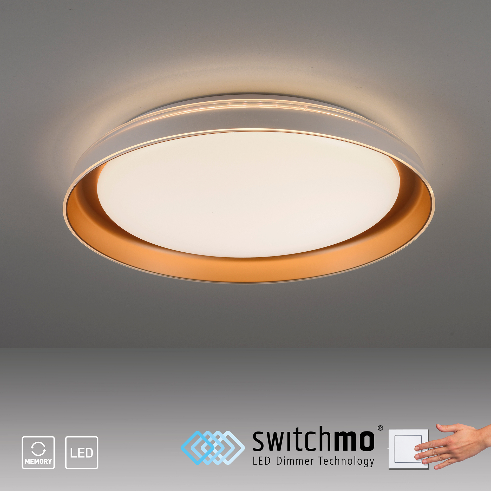 LED-Deckenleuchte - messingfarben matt - dimmbar