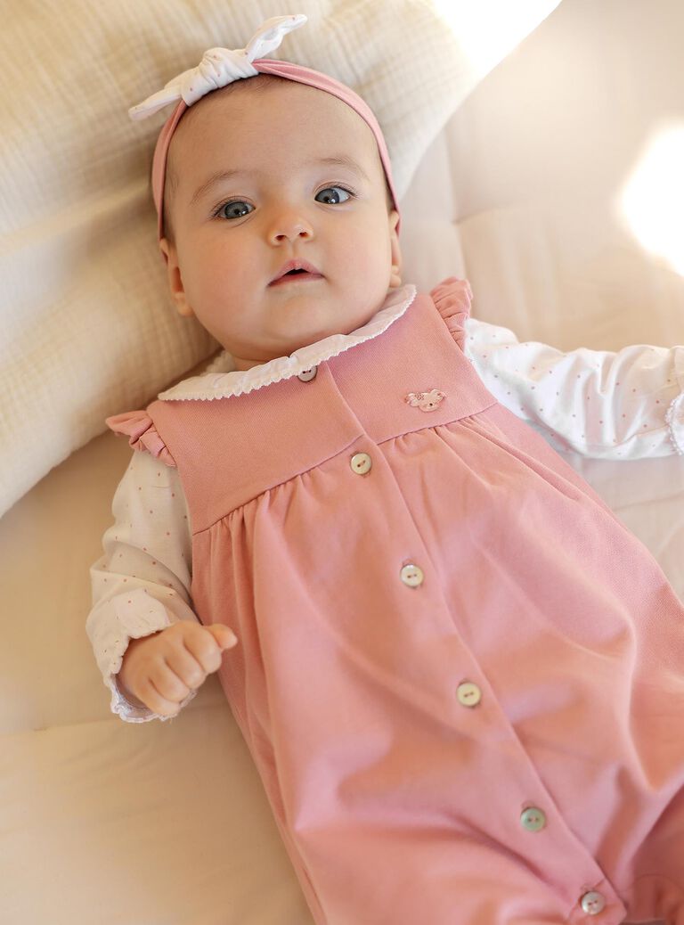 Ensemble body, salopette et bandeau écru