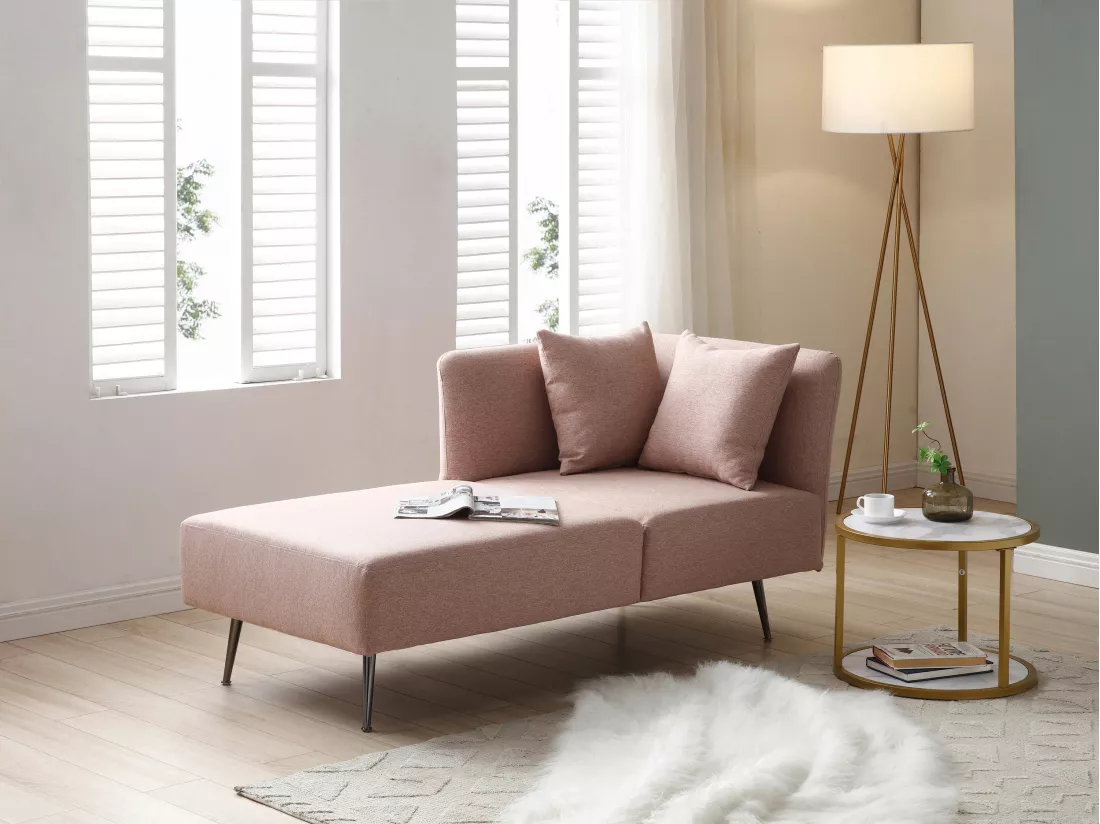 Méridienne gauche en tissu rose NAPASA