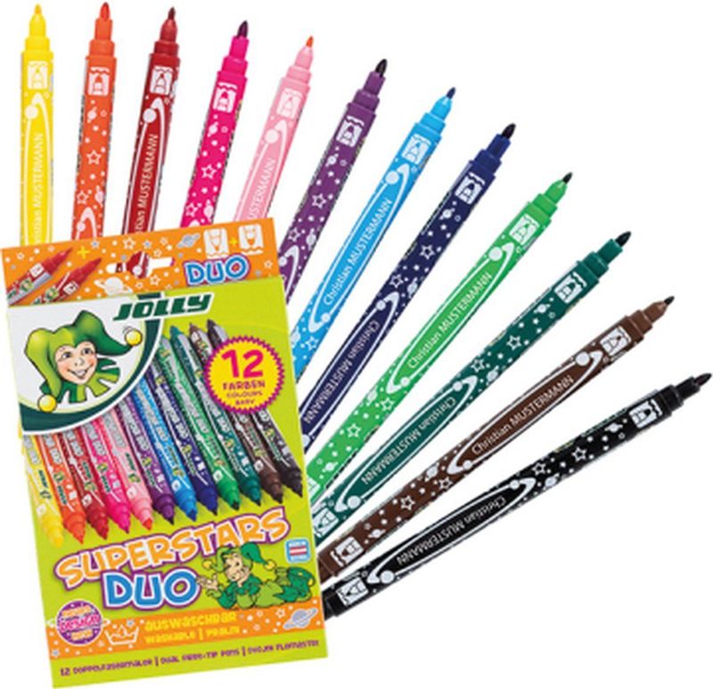 Jolly - Superstar - Viltstiften - Multikleur - 12 Stuks