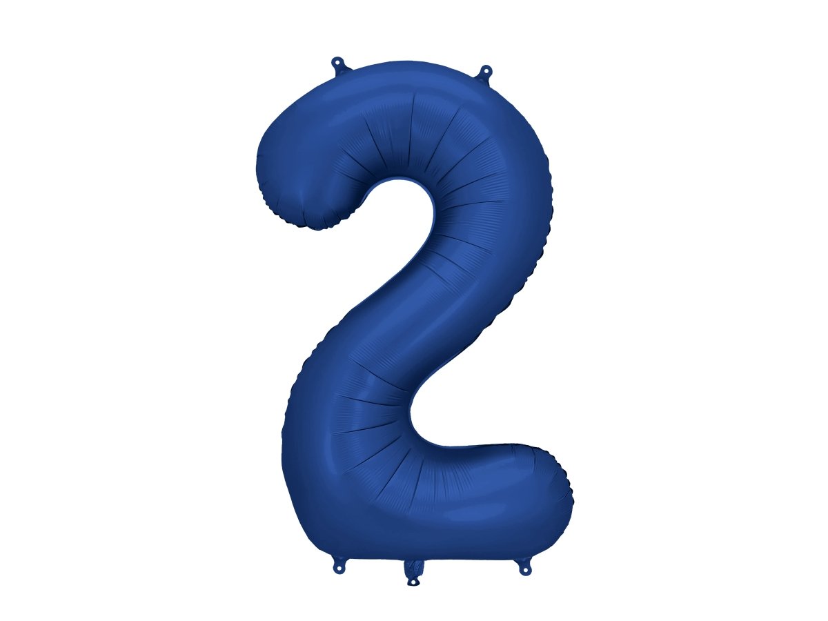 2 Jaar Cijfer Ballon Blauw Satijn Folie Leeg 86cm