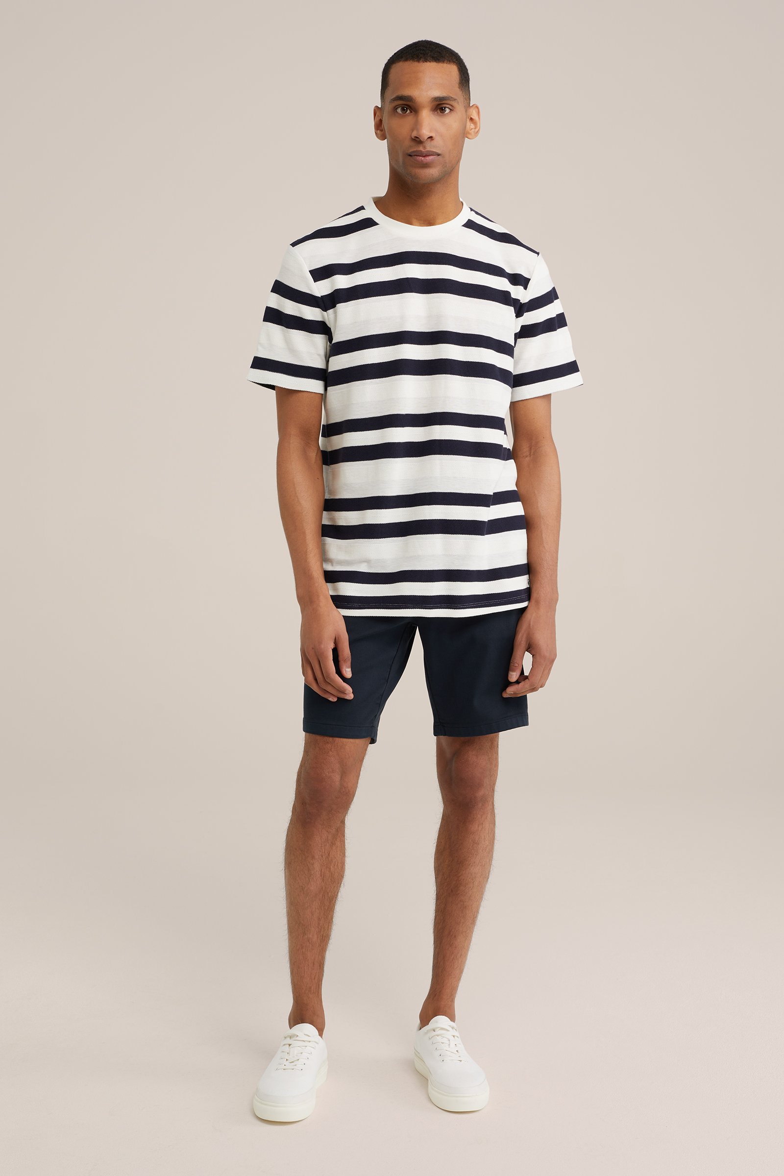slim fit chinoshort met stretch WE Fashion Donkerblauw