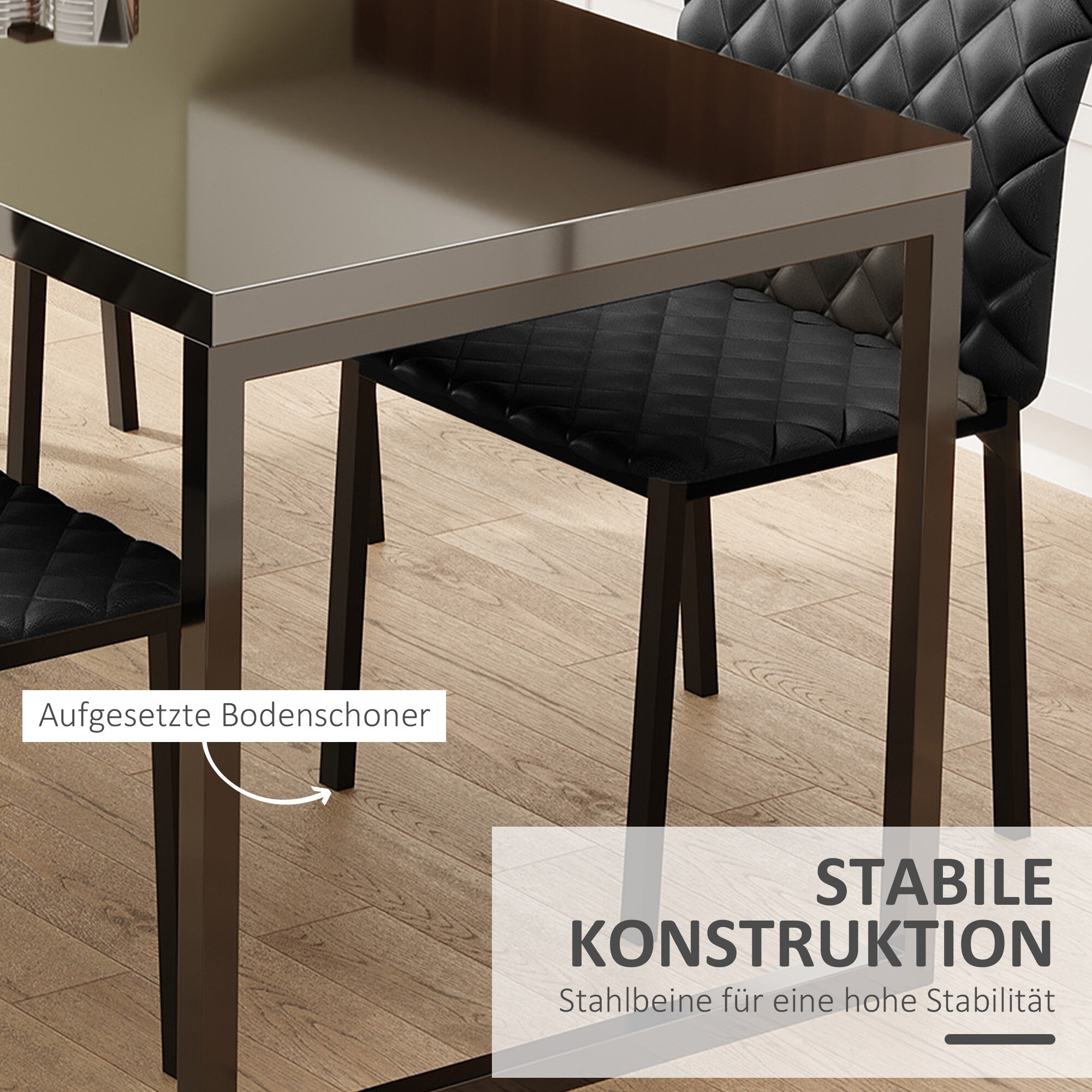 HOMCOM Esszimmerstuhl mit rutschfesten Fußkappen schwarz 41L x 50B x 91H cm