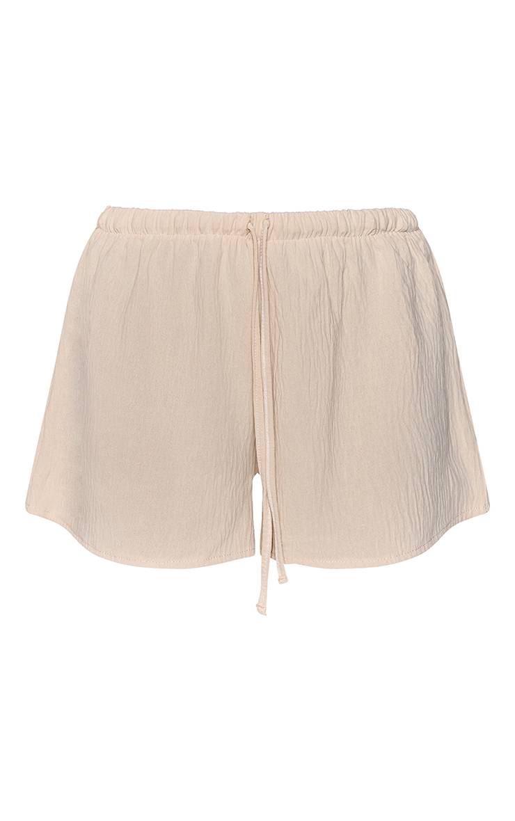 Crème Short Ample Tissé À Taille Nouée