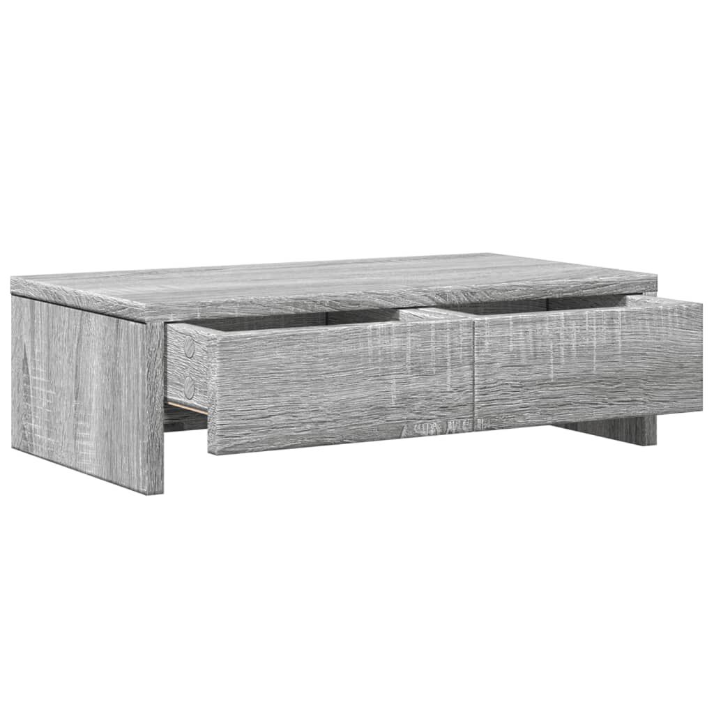 vidaXL Monitorstandaard met lades grijs sonoma eiken 50x27x15 cm