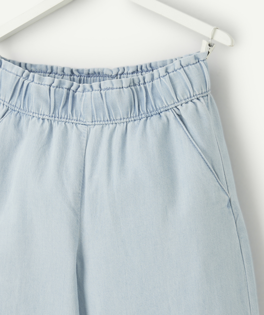 pantalon large fille en denim light low impact bleu