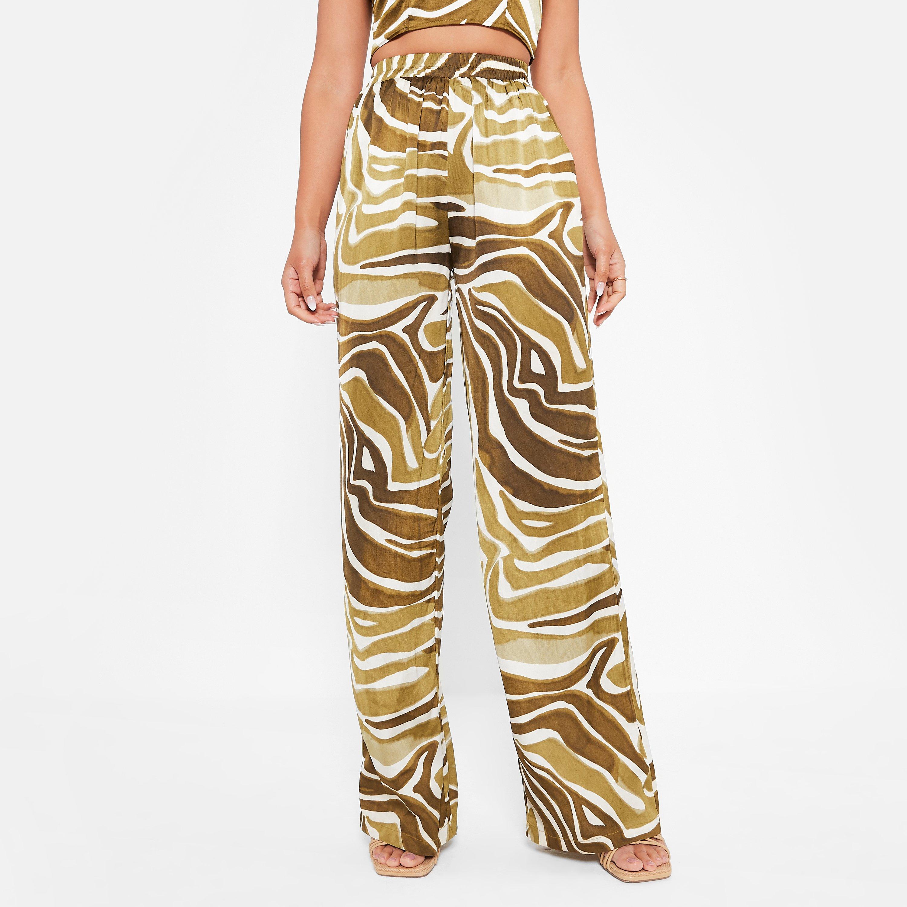 I Saw It First ISAWITFIRST Printed Wide Leg Satin Trousers Co Ord