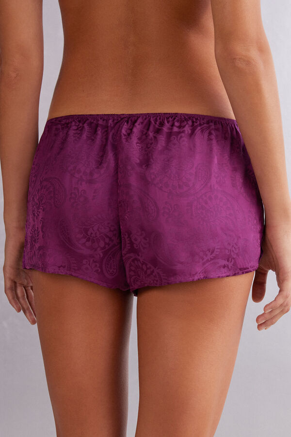 Shorts de veludo jacquard acetinado com estampa paisley