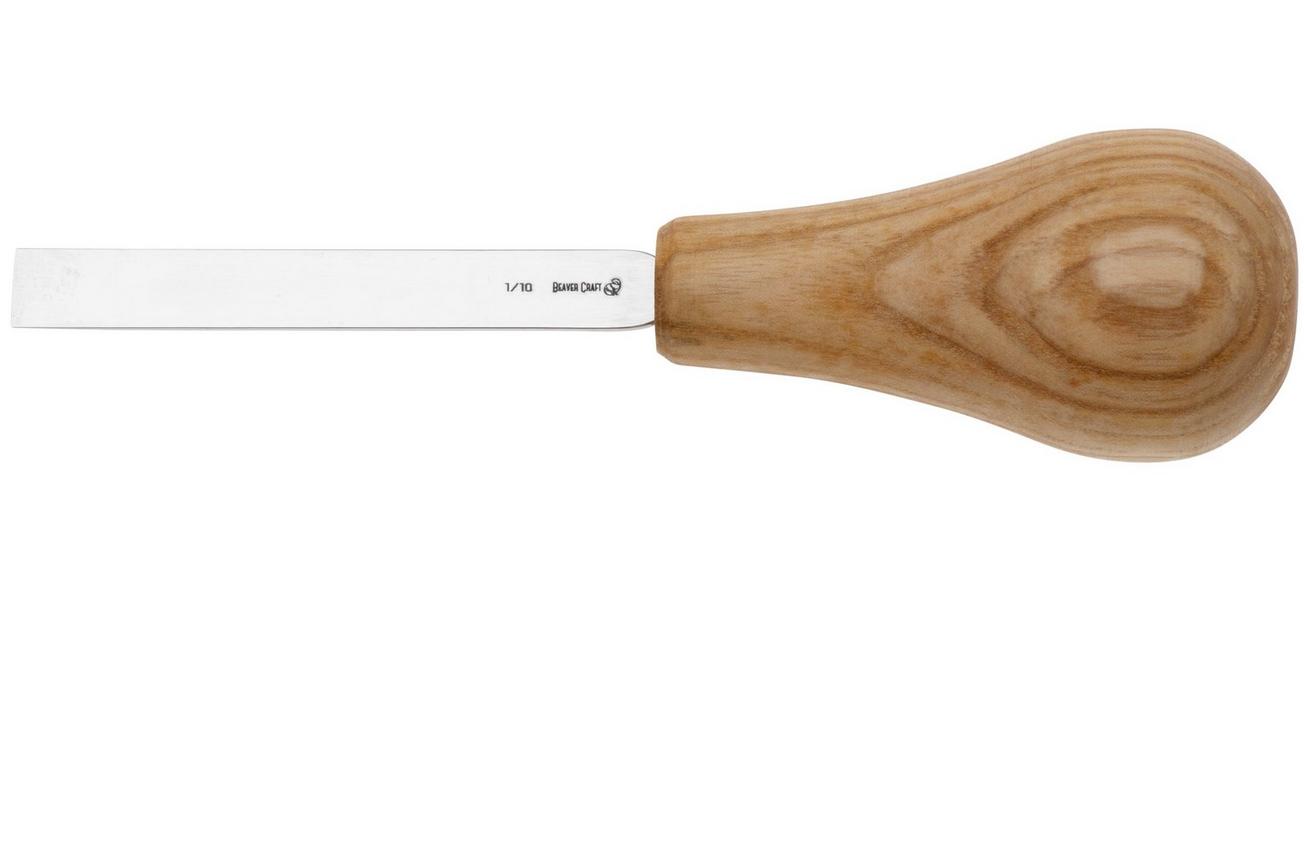 BeaverCraft Palm Chisel P1-10 Straight Flat Sweep No. 1, 10 mm, handguts