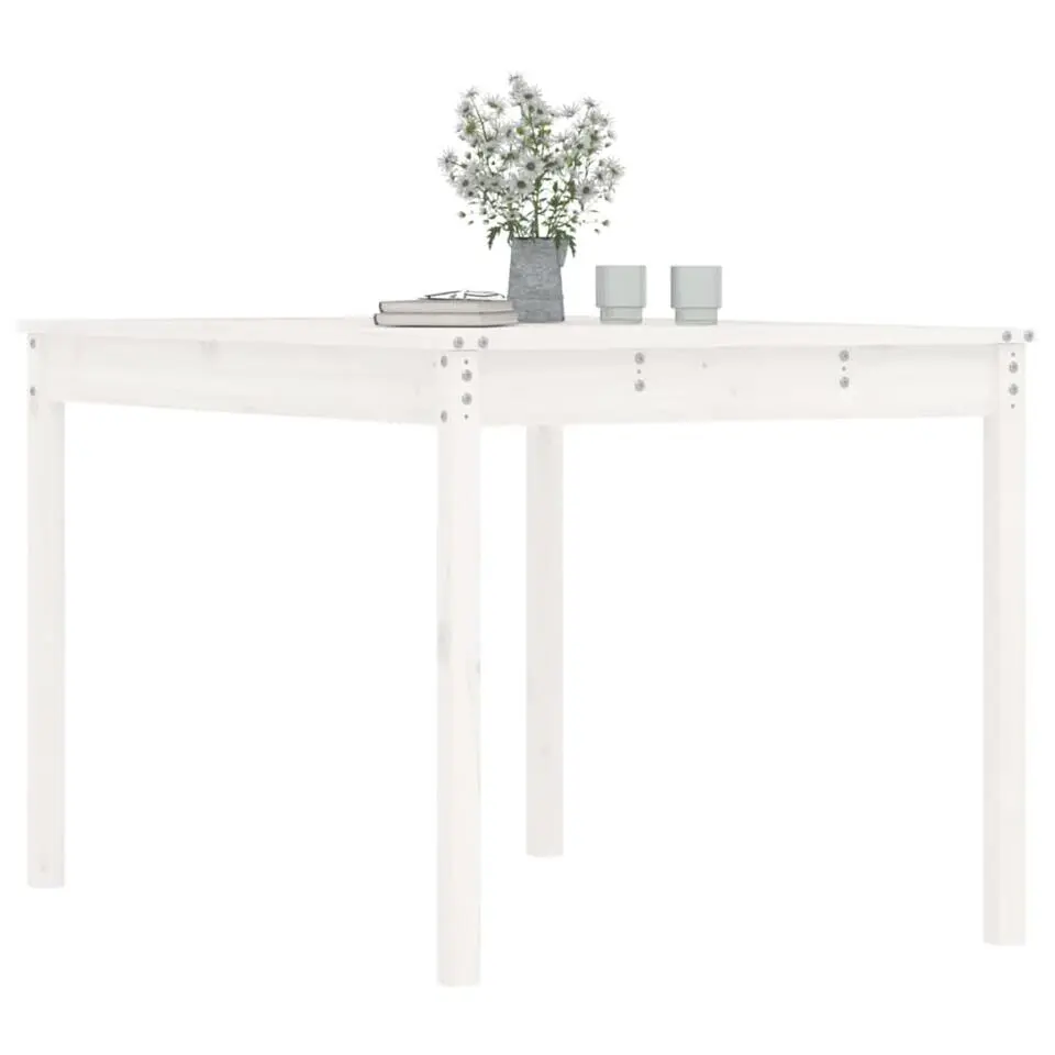 vidaXL - Tuintafel - Wit - Grenenhout - 121 x 82.5 x 76 cm