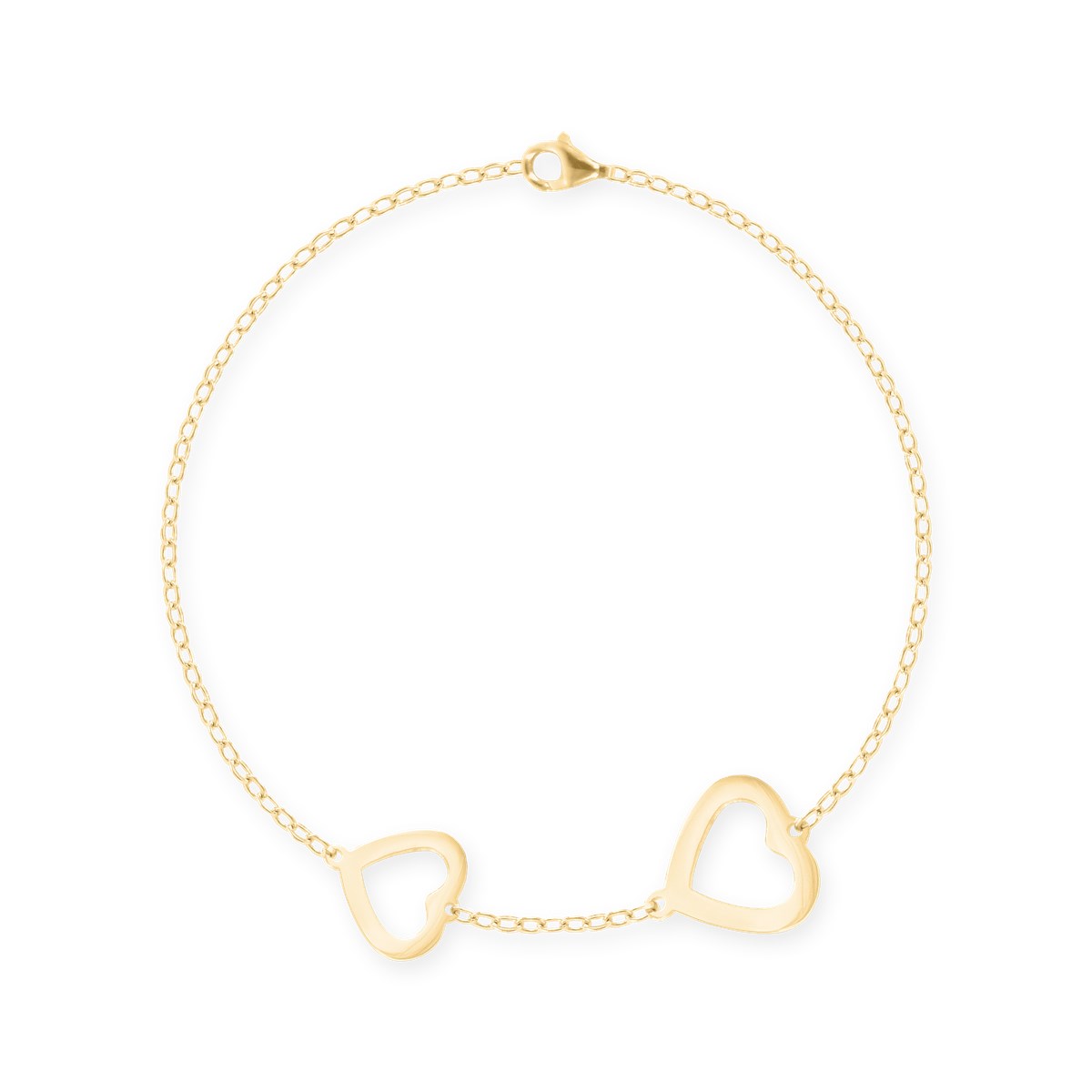 Bracelet coeurs en acier plaqué jaune