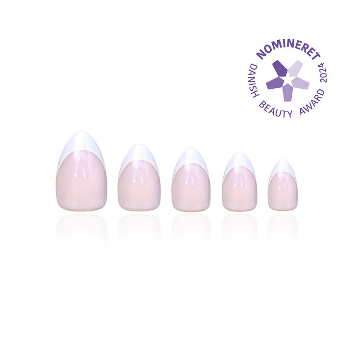DUFFBEAUTY Classic French, Medium Almond - Instant Pro Press-on Manicure