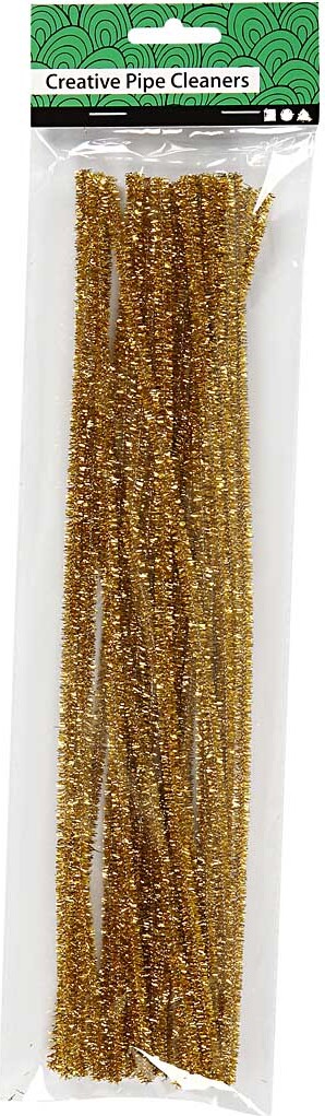 Piberensere - L 30 CM - B 6 MM - Glitter - Guld - 24 Stk