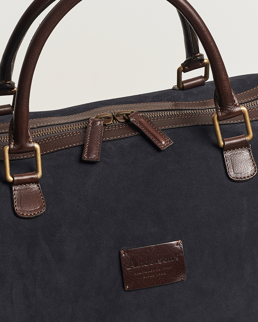 Anderson's Boston Suede Weekendbag Navy/Brown