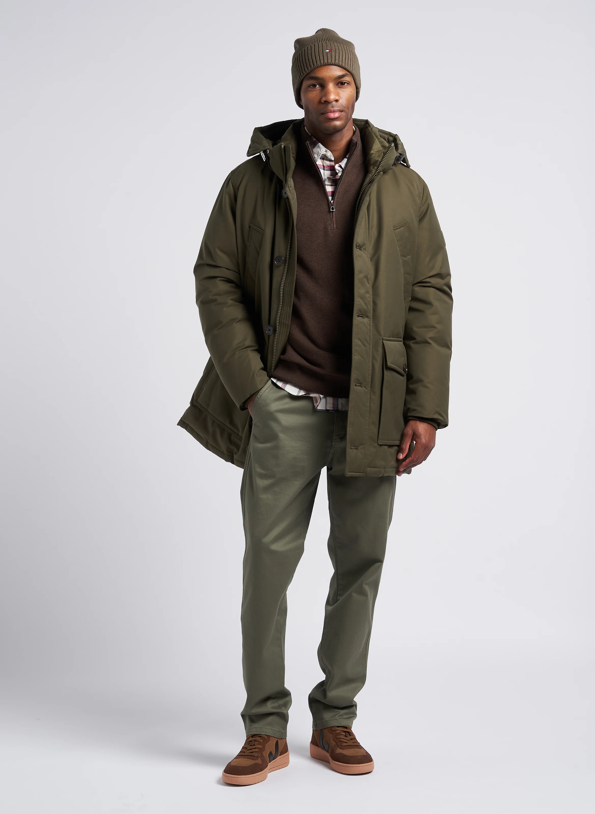 Pantalon chino slim-fit en coton stretch | Kaki