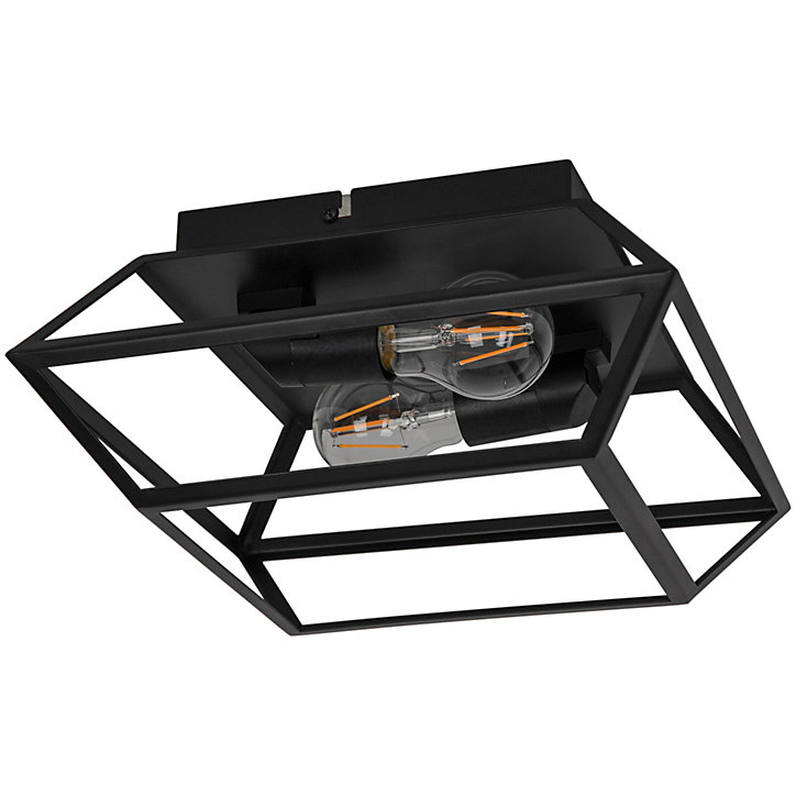 Plafonnier E27 10W GoodHome Nantan noir mat L.30 x l.30 x H.15 x P.30 cm
