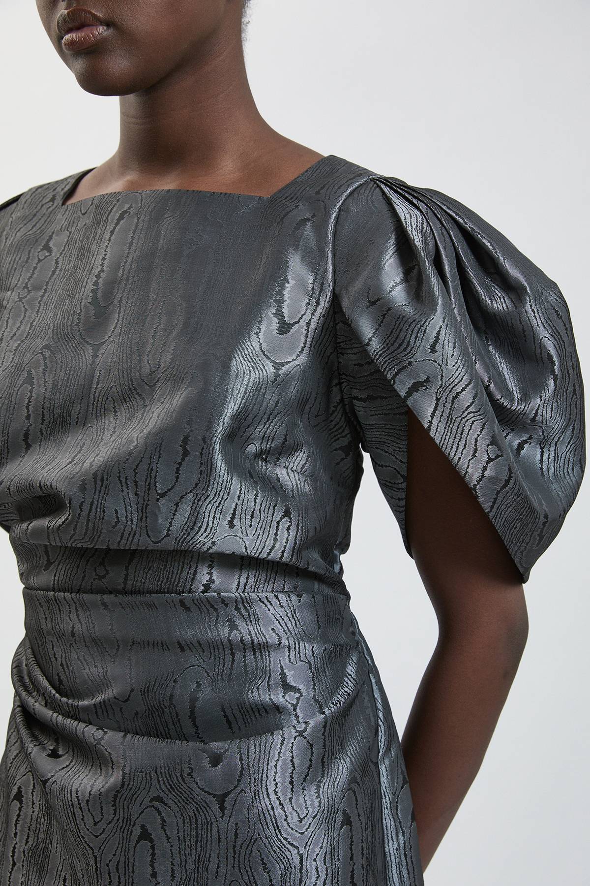 KarenMillen Robe Midi En Taffetas Sergé À Manches Bouffantes