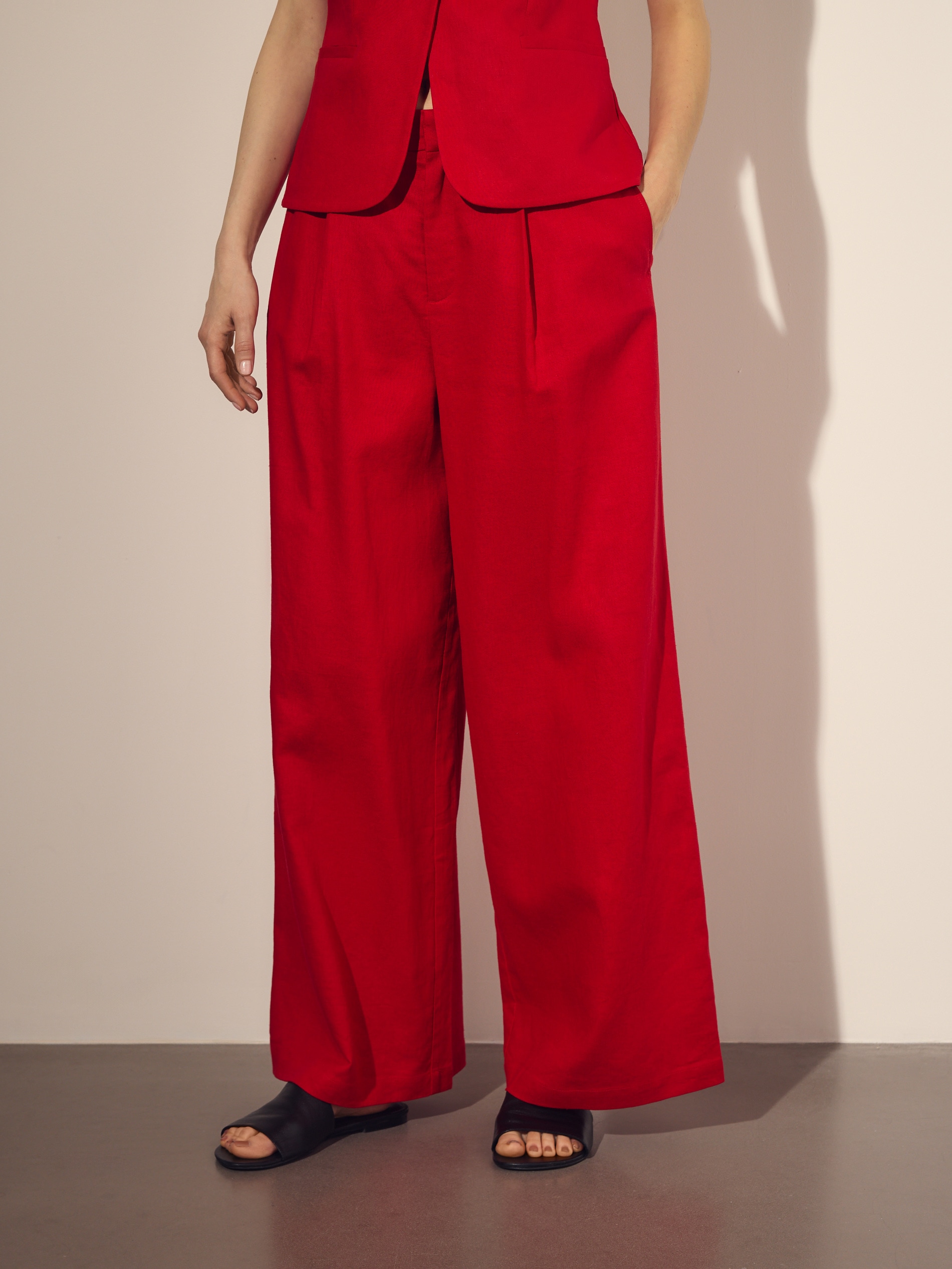 Wide-Leg-Hose mit hohem Leinenanteil