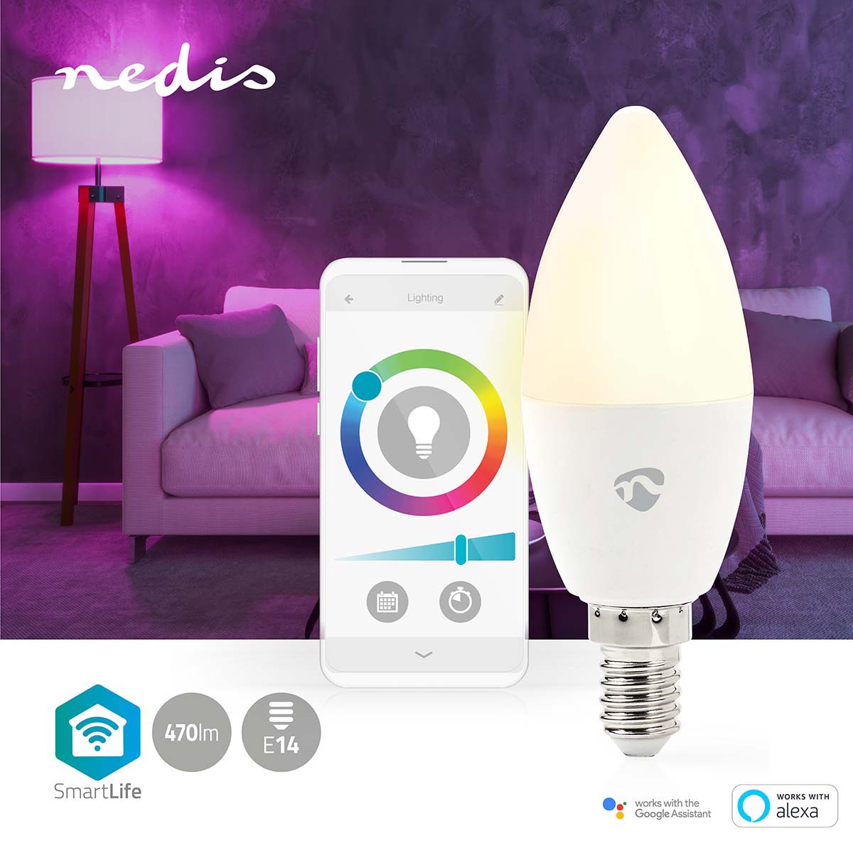 Nedis WIFILRC10E14 SmartLife Multicolour Lamp