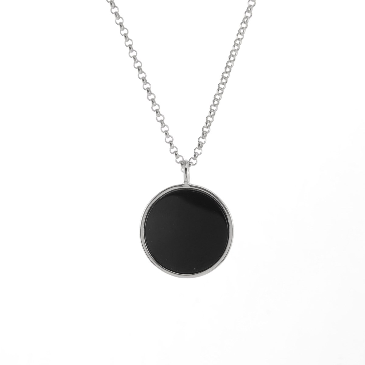 Collier Argent Rhodié Sarah Onyx Noire