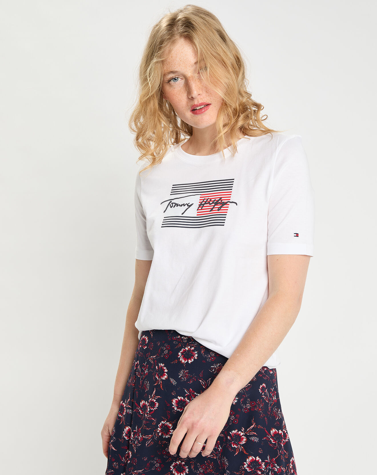 Tommy Hilfiger T-Shirt 100% Coton Bio Flag blanc