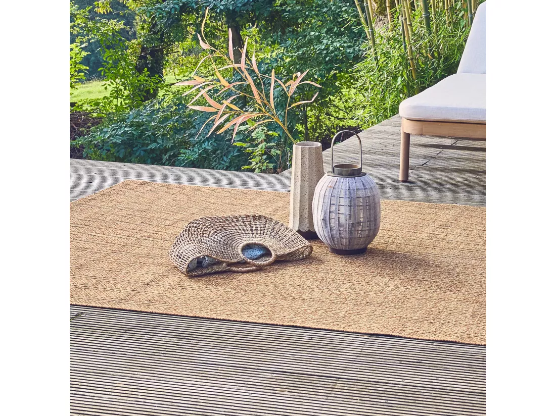 Tapis intérieur/extérieur effet jute coloris naturel. 200 x 290cm stabilisé aux UV