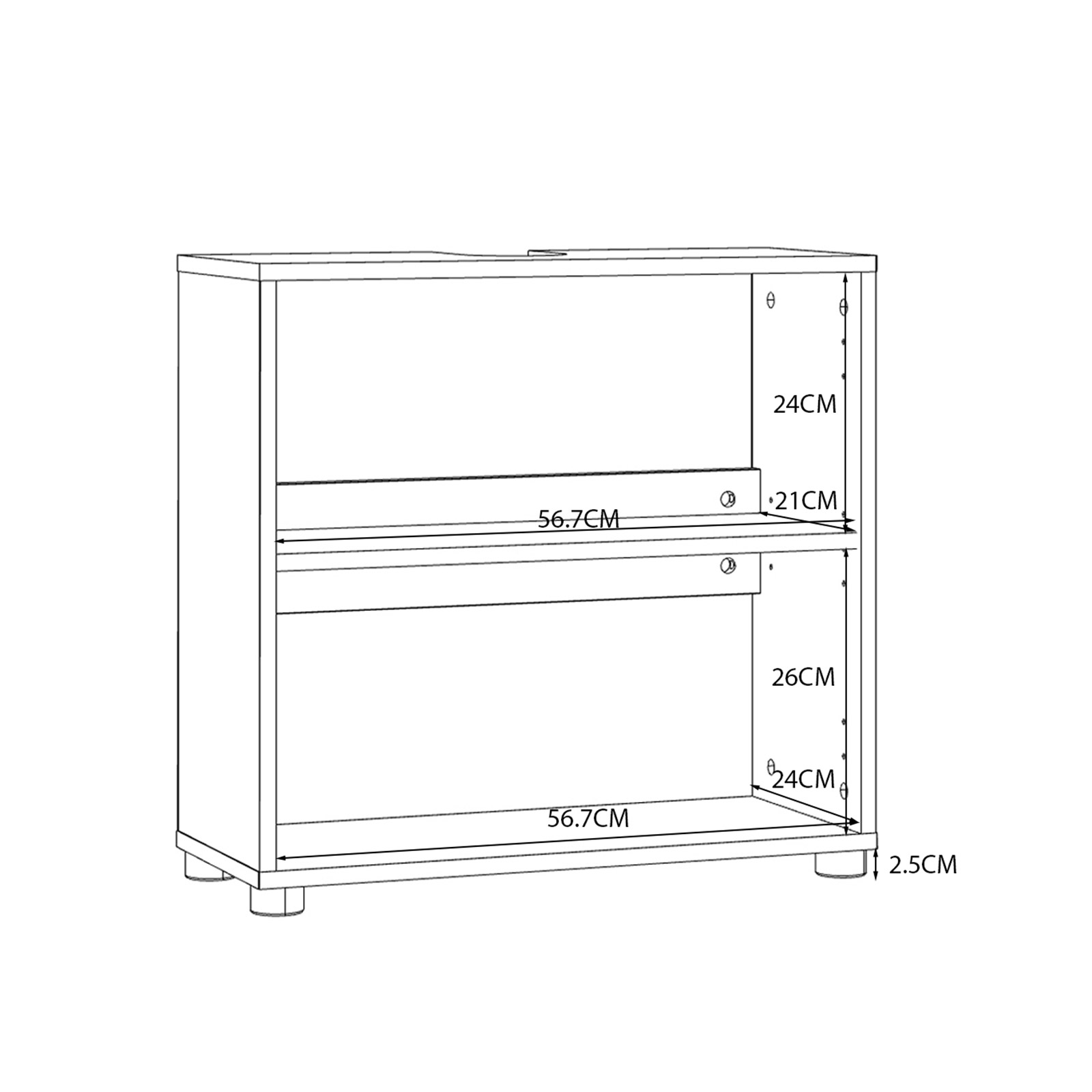 Waschbeckenunterschrank - weiß Hochglanz-weiß - 60 cm breit