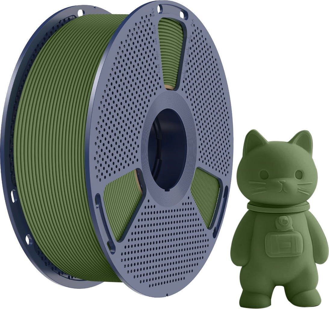 SUNLU  PLA Matte Olive Green, 1,75 mm / 1000 g    PLA Material mit mattem Oberflächenfinish