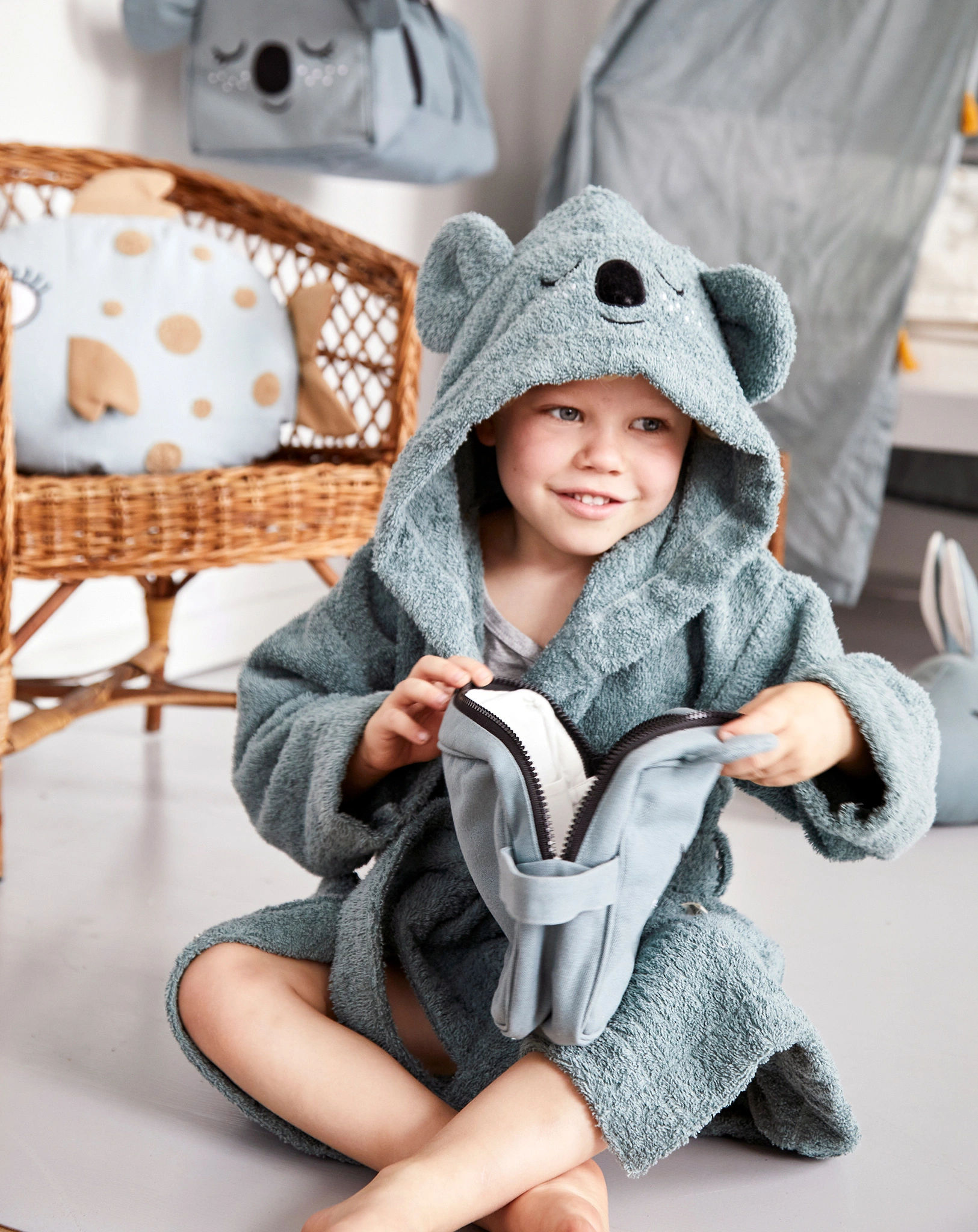 Bademantel KOALA in sea grey