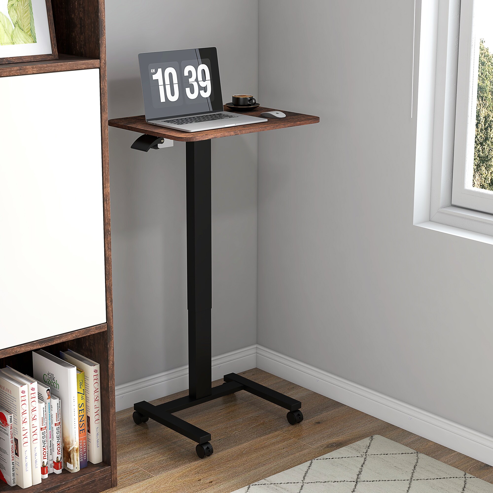 Vinsetto Höhenverstellbarer Rolltisch mit Rollen braun 65L x 48B x 68-108H cm