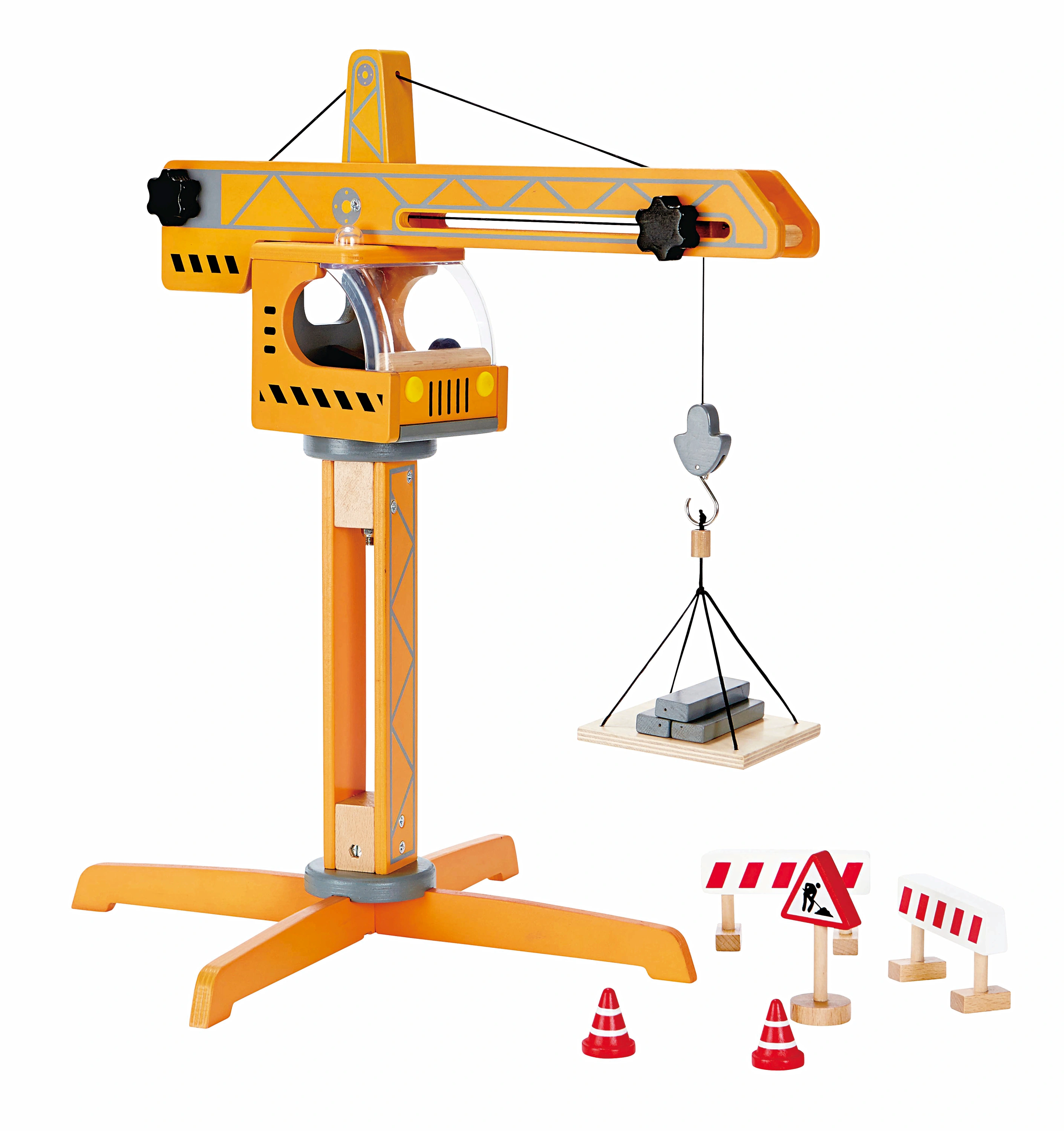 Hape Großer Baukran aus Holz, 10-teilig