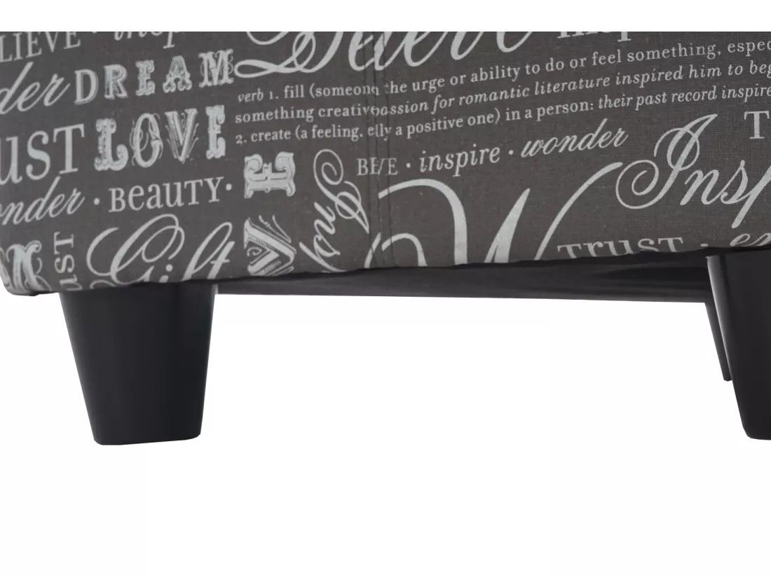 Coffre de rangement Kriens, gris words fabric