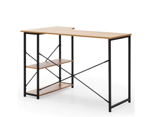 VS VENTA-STOCK - Bureau juani noir, 2 étagères, style industriel, 120 cm long...