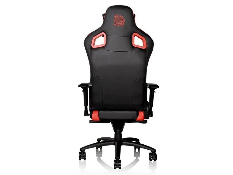 Ttesports GT-Fit 100 - Stol - armstøtter - T-formet - drejeled - aluminium, PVC, stål, kunstig læder, high-density skum - sort, rød