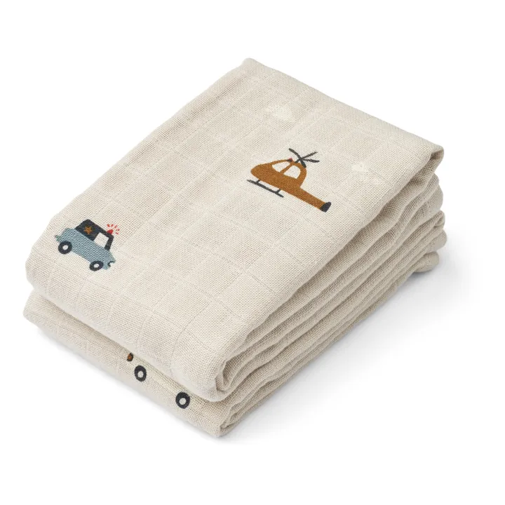Liewood Langes Lewis en coton bio - Set de 2 | Emergency vehicle/Sandy