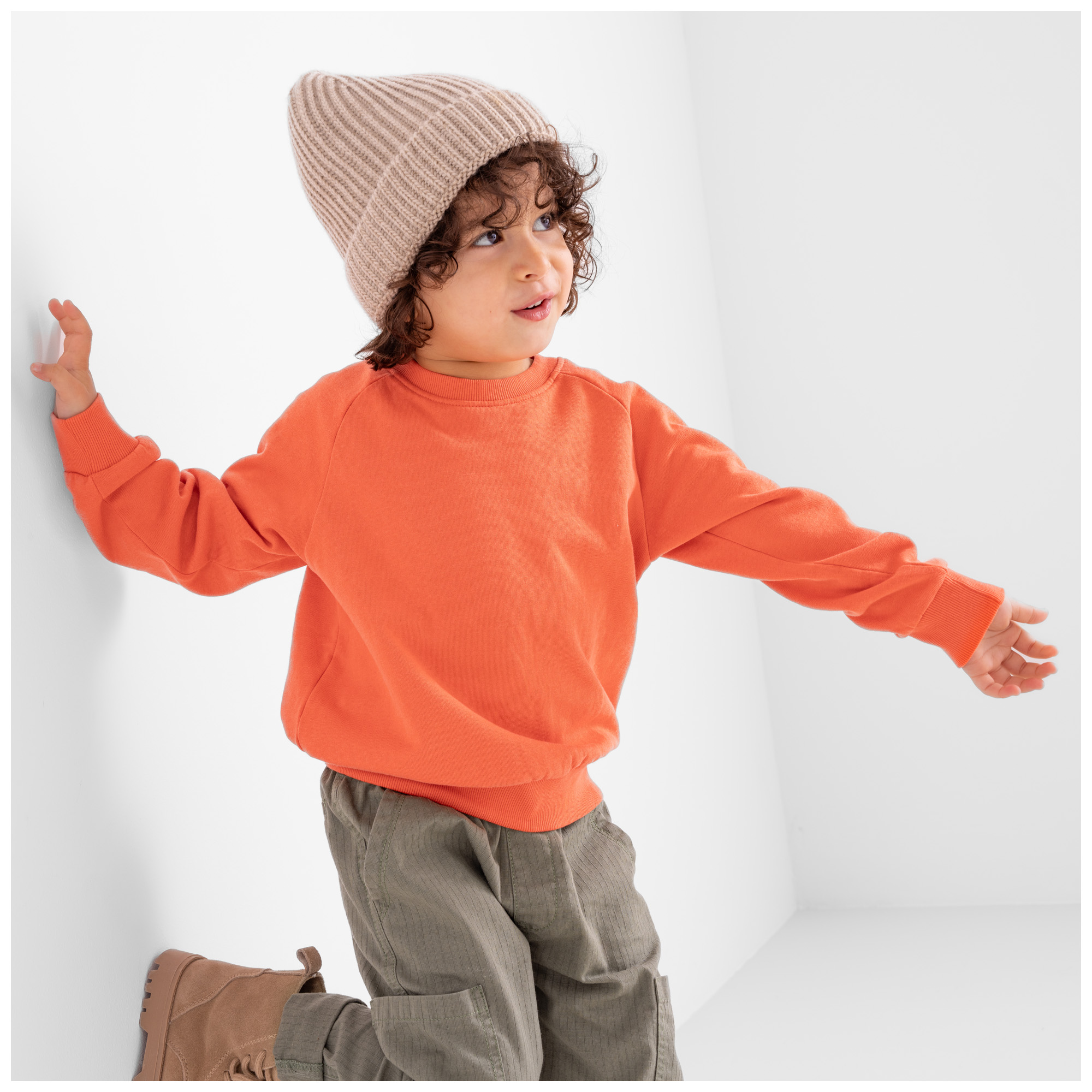 Prénatal peuter sweater lange mouwen effen oranje
