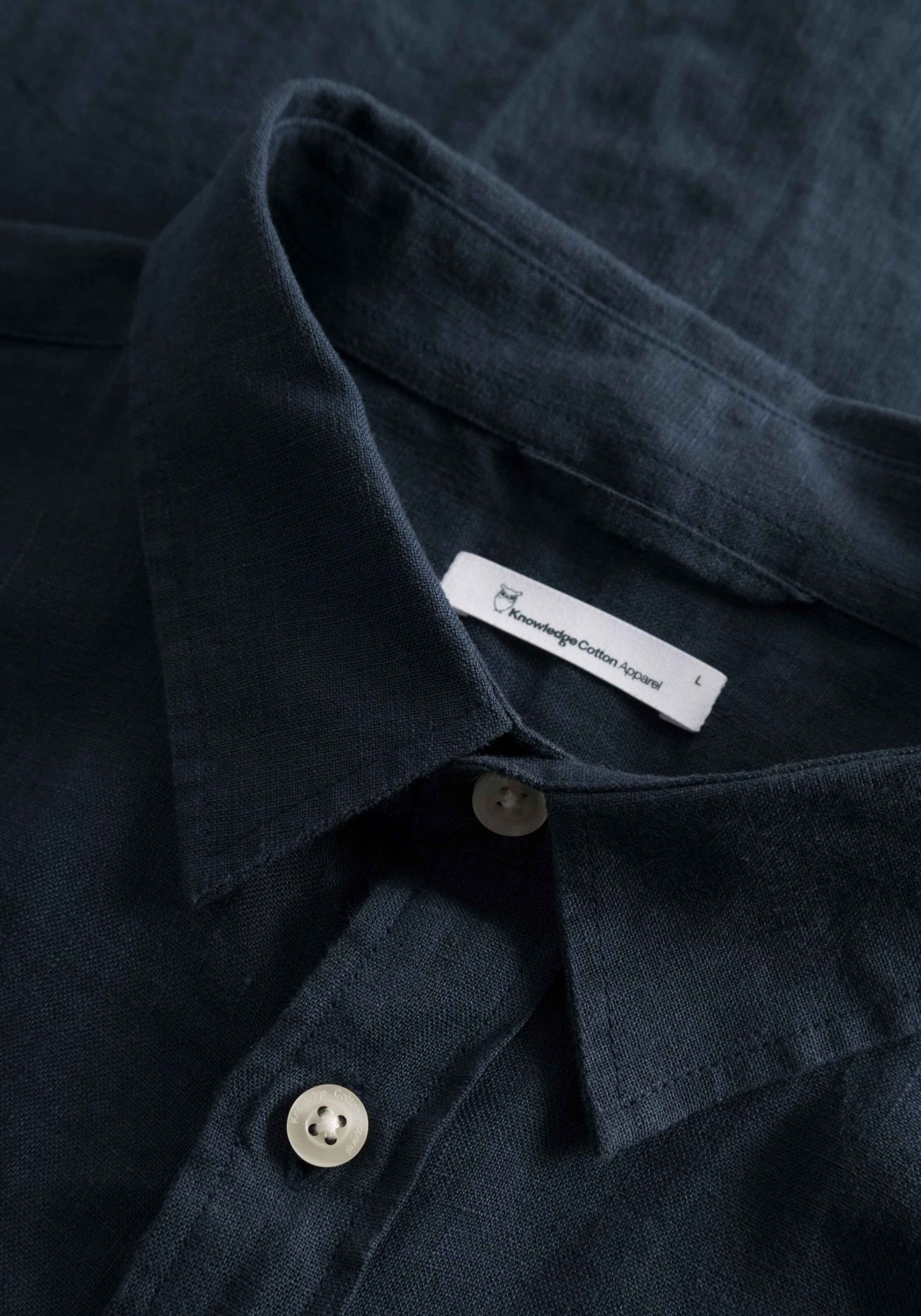 Knowledge Cotton Apparel Leinenhemd Regular Linen Shirt Total Eclipse