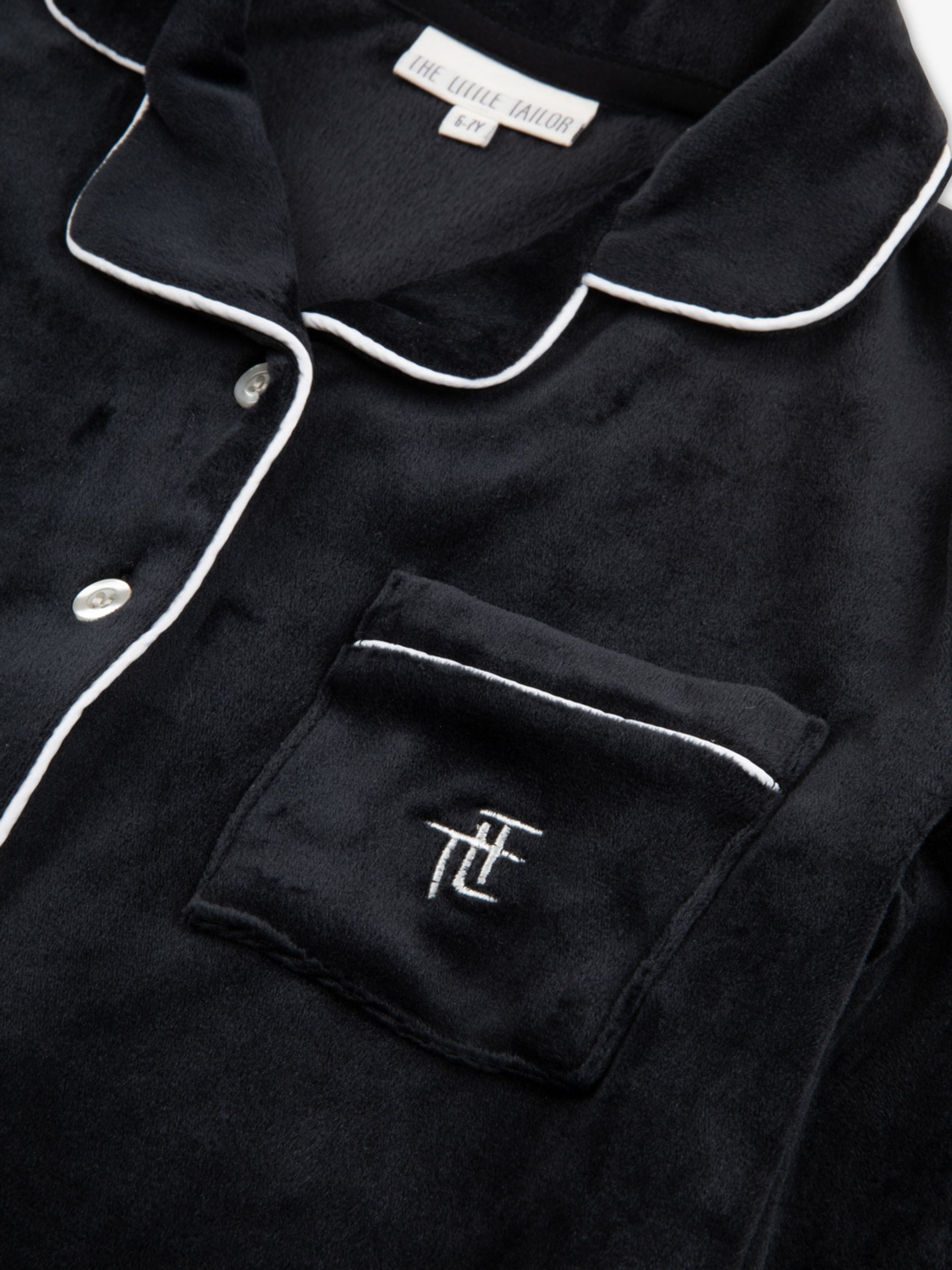 Zwart - The Little Tailor Luxe kerstpyjama voor kinderen van zacht aanvoelend velours