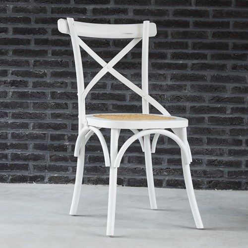Chaise bistrot en bois d'acajou et rotin
