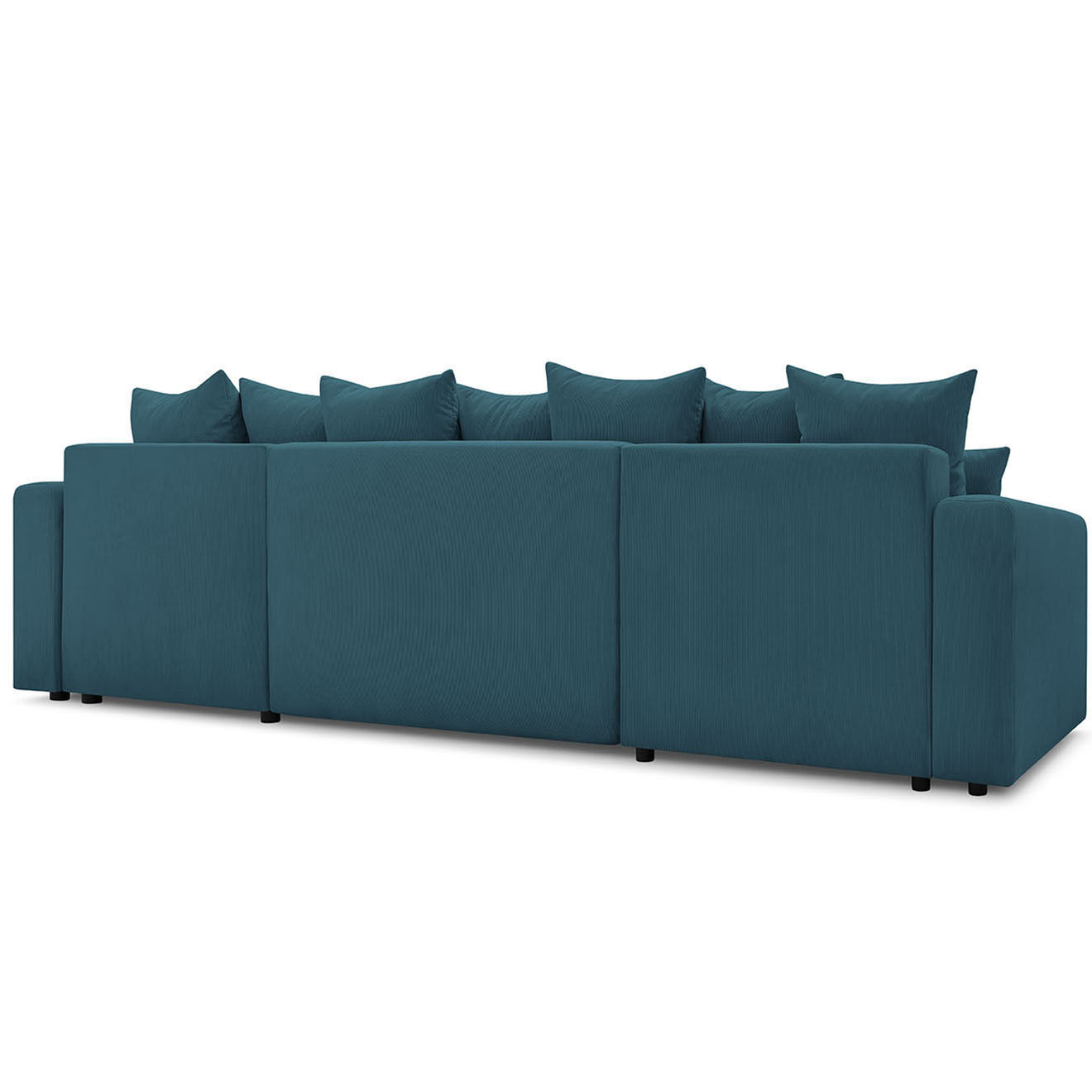 Bobochic Canapé d'angle panoramique convertible coffre Envy bleu foncé - 153/97/153x386x95 cm