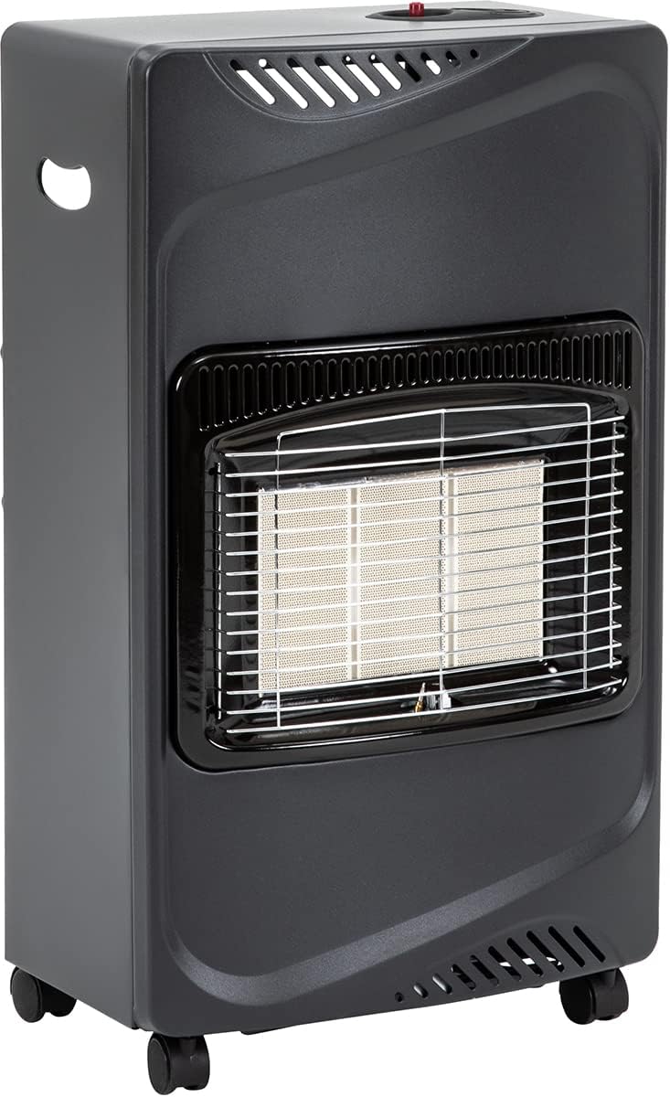 Heidenfeld Gasheizung Inferno GH100 |    - 4200 Watt - Heizstrahler - Gasheizung für Innenräume - Gasofen - Gasheizer - Gasflaschen bis 15 Kg - Gasschlauch (Schwarz)